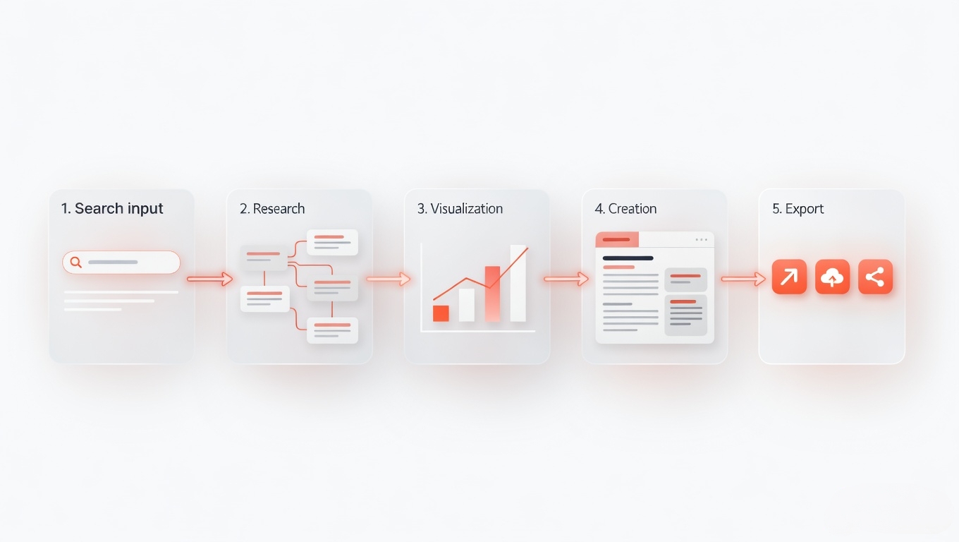 Rixx AI research alternatives hub showing workflow from search to publish